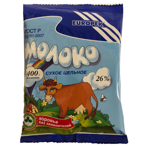 Молоко сухое Europek 26% жирность, ГОСТ, 20 шт по 400 г