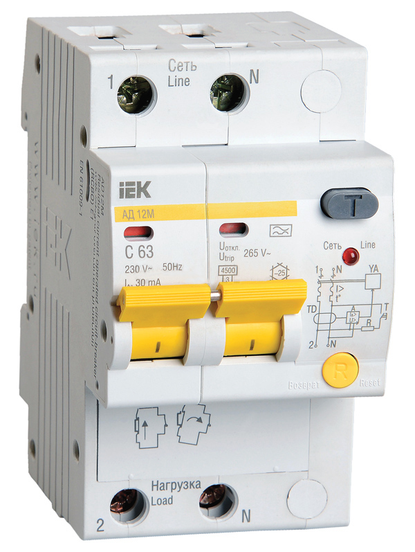 фото Iek выключатель авт. диф. тока 2п 4мод. c 50a 30ma тип a 4.5ka ад-12м иэк mad12-2-050-c-03