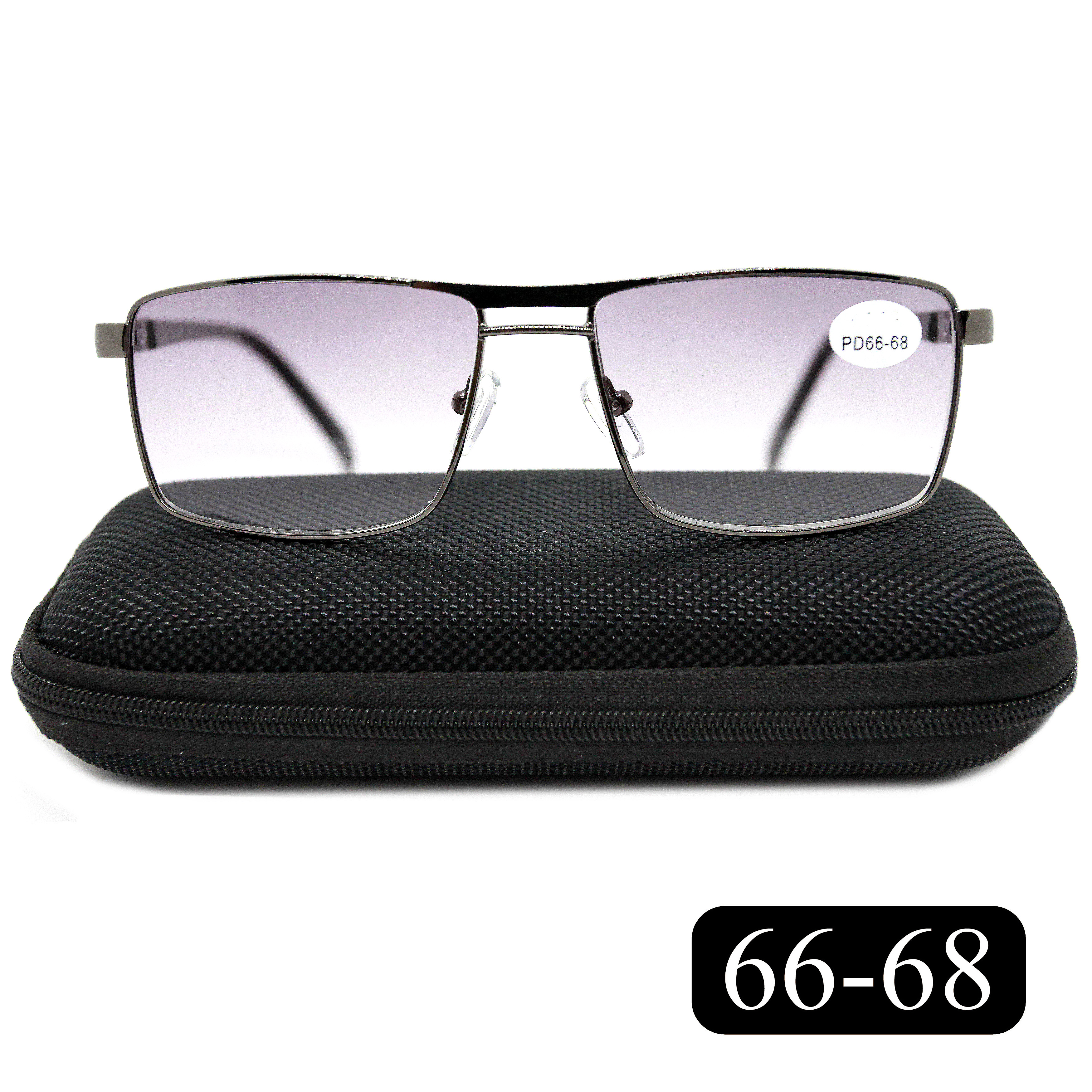 Готовые очки Salivio 5009 +2,25, c футляром, с тонировкой, черный, РЦ 66-68