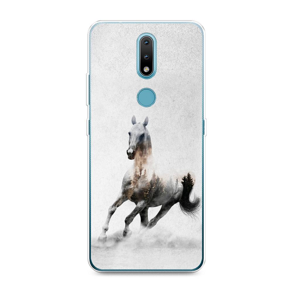 

Чехол Awog на Nokia 2.4 / Нокиа 2.4 "Лошадь лес", Серый;черный, 123850-2