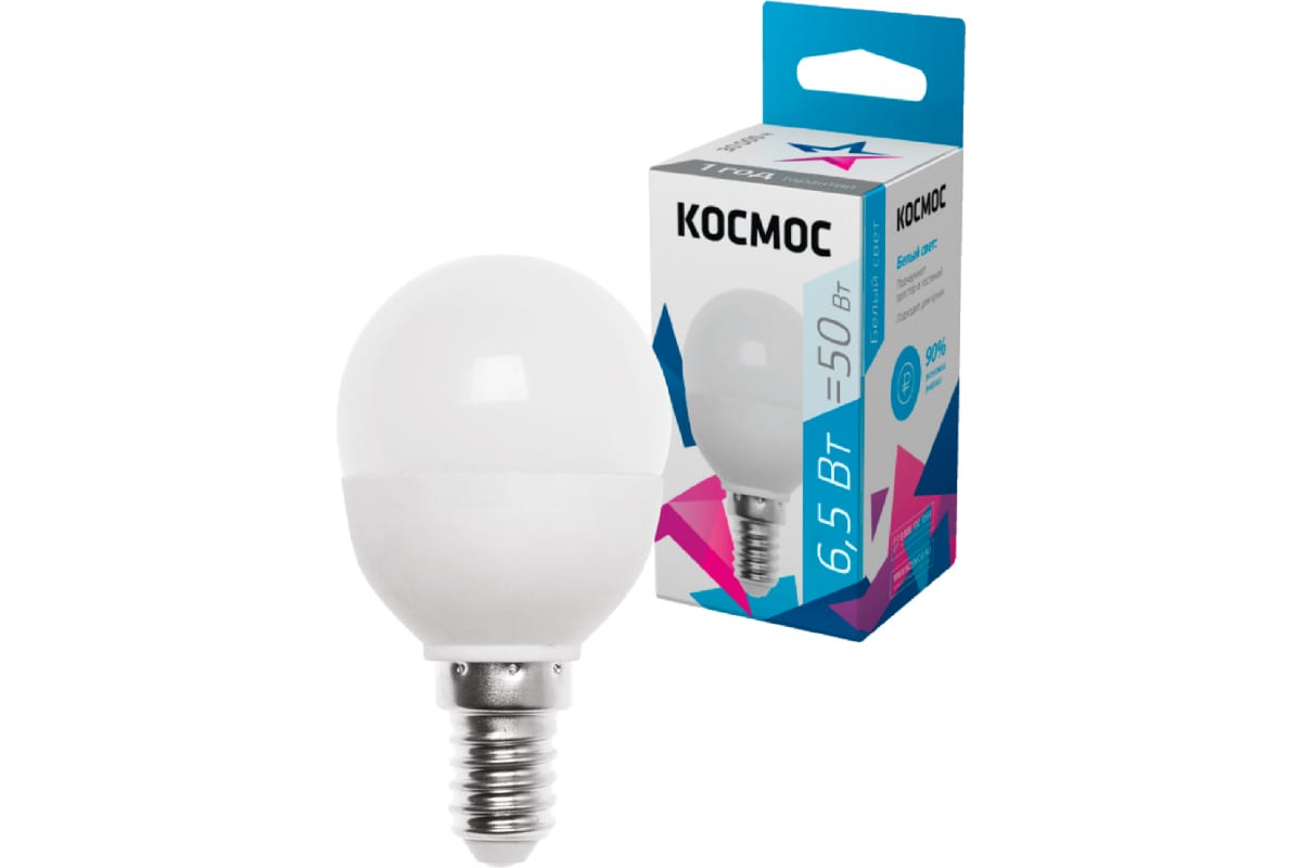 

Лампа светодиодная Led BASIC GL45 6.5Вт 220В E14 4500К Космос LkecLED6.5wGL45E1445