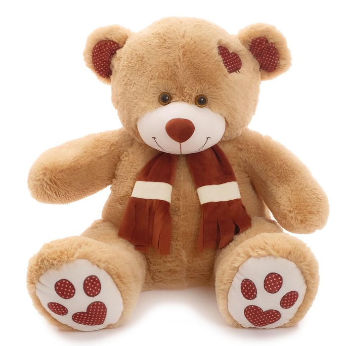 Мягкая игрушка Медведь Тони с шарфом кофейный, 90 см