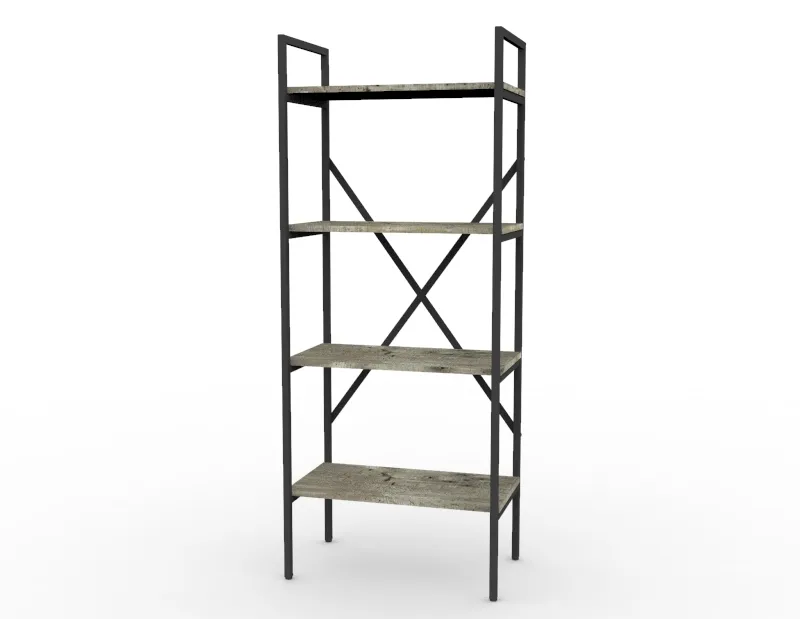 Стеллаж Strong, серый, в стиле лофт металлический с деревянными полками для хранения вещей