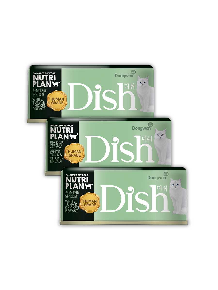 

Влажный корм для кошек NUTRI PLAN DISH Белый тунец с куриной грудкой в бульоне, 85г, 3 шт