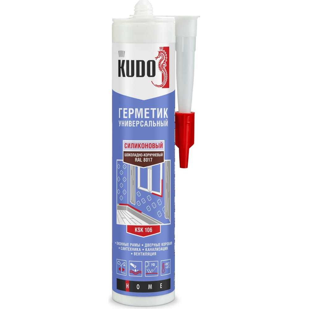 Универсальный силиконовый герметик KUDO шоколадно-коричневый RAL8017 280 мл KSK-106 печенье forsite шоколадно сливочный вкус 208 гр