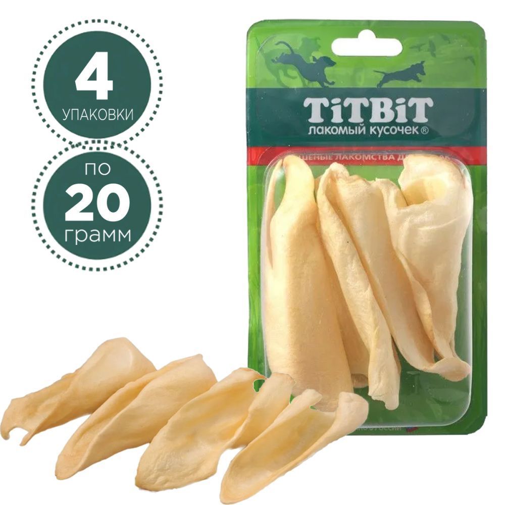 

Лакомство для собак TiTBiT, ухо баранье Б2-L, 4шт, 20г, ухо, баранина, 20г
