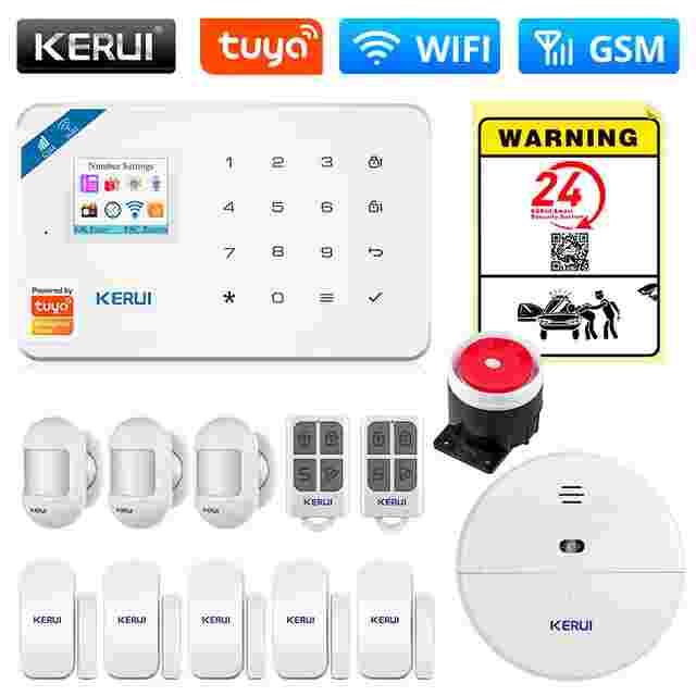 

Охранная сигнализация Kerui Tuya W181 (набор 6), Wi-Fi GSM, управление с телефона, Белый, Tuya W181