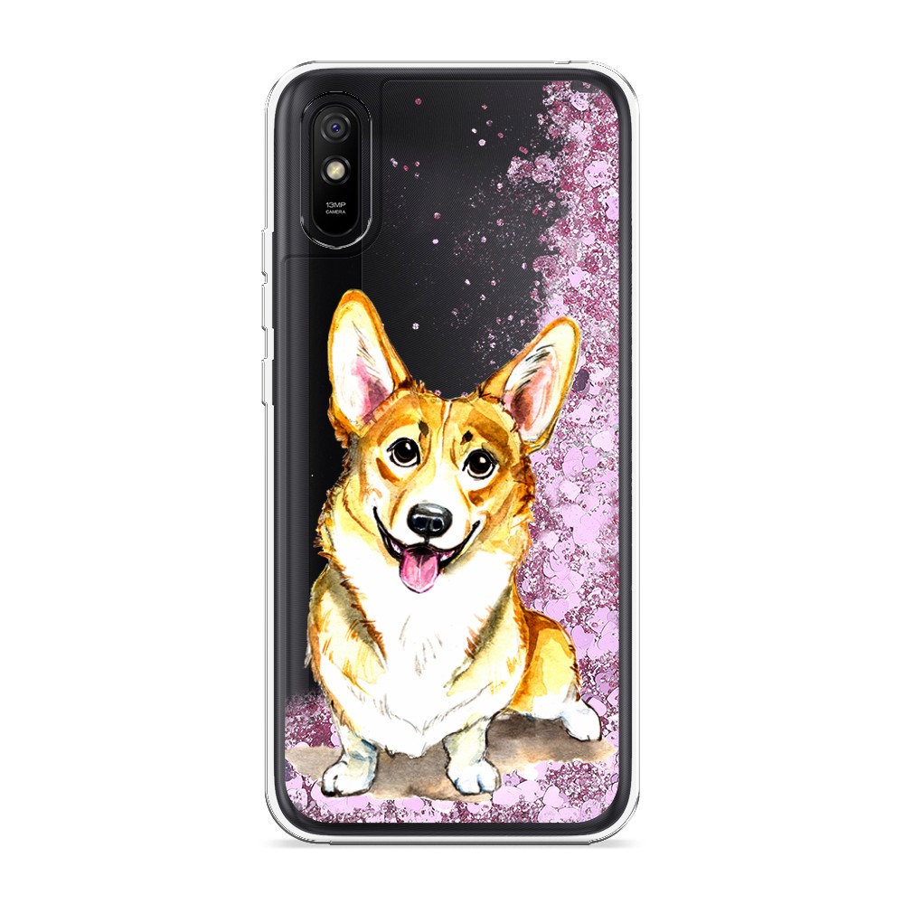 

Жидкий чехол с блестками "Малыш корги" на Xiaomi Redmi 9A, 38994-1