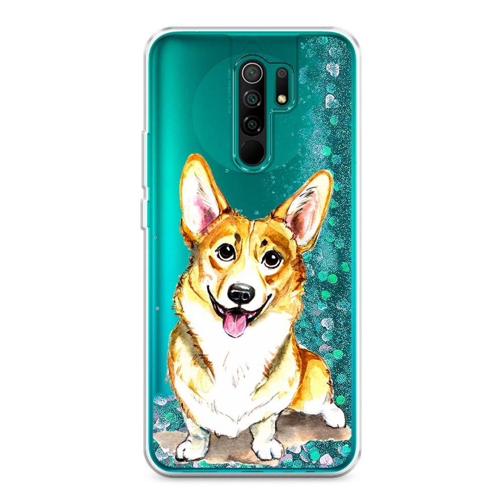 

Жидкий чехол с блестками "Малыш корги" на Xiaomi Redmi 9, 38395-1