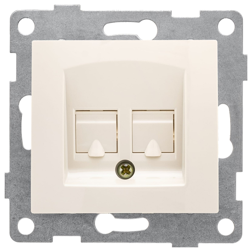 фото Gusi electric bravo мех. розетки комп. и тел. rj45, rj12, су, беж с10кт-003