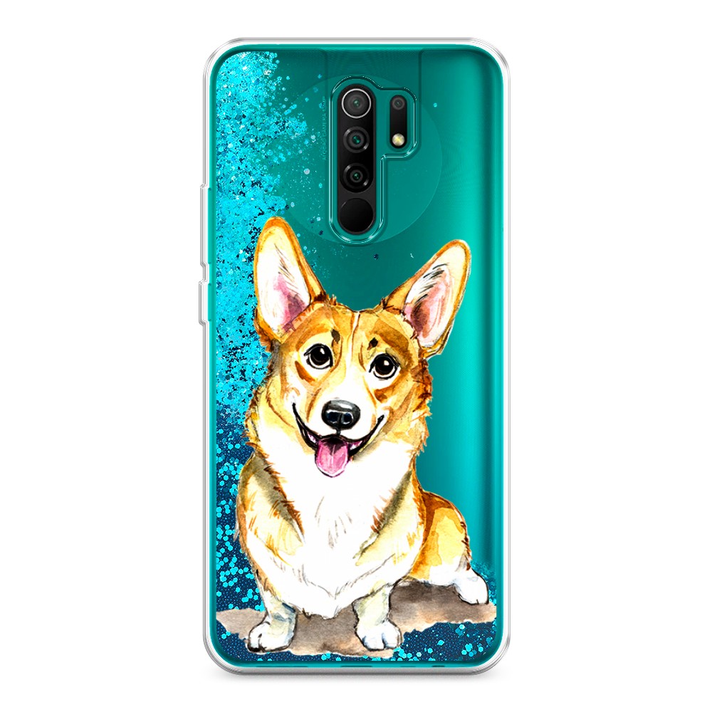 

Жидкий чехол с блестками "Малыш корги" на Xiaomi Redmi 9, 38393-1