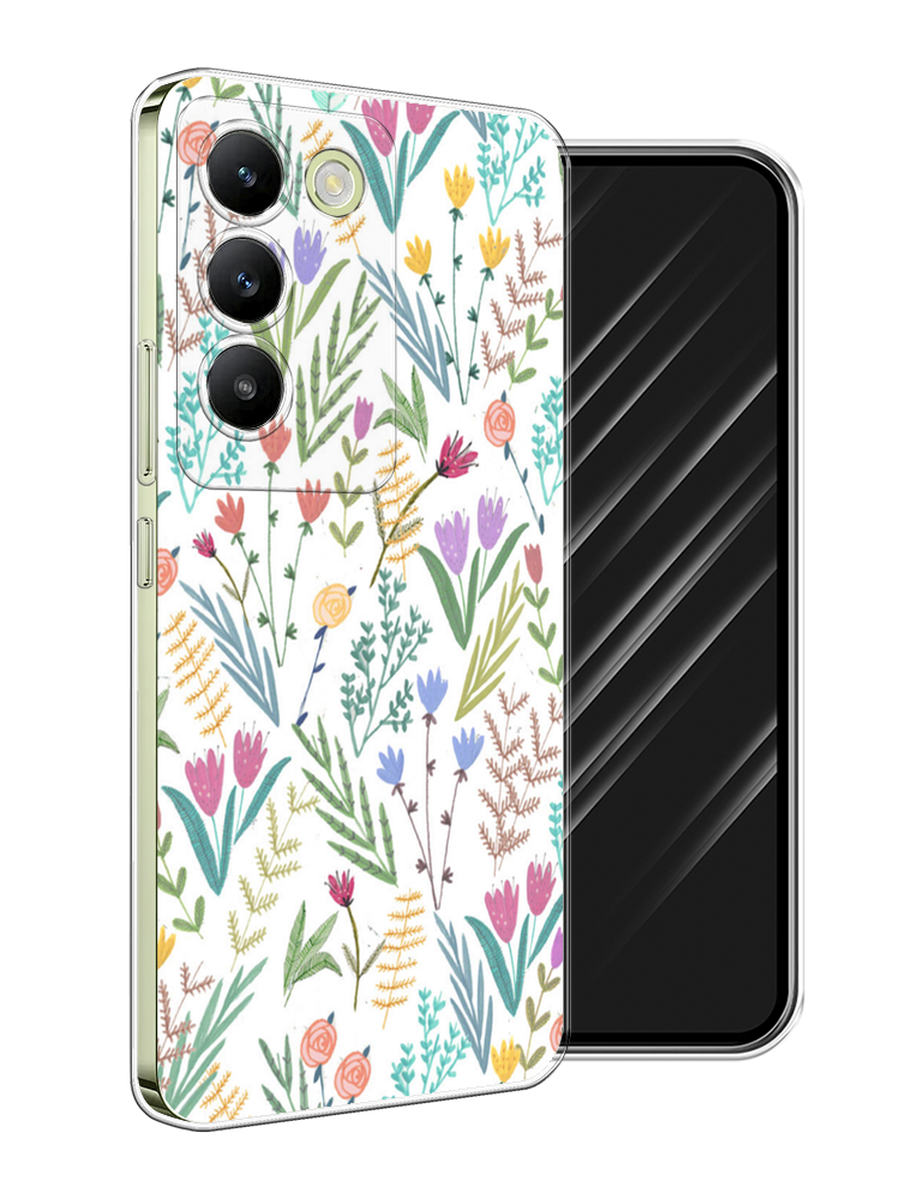 

Чехол Awog на Vivo V30 lite 4G "Полевые цветы рисунок", Белый;зеленый, 2610350-1