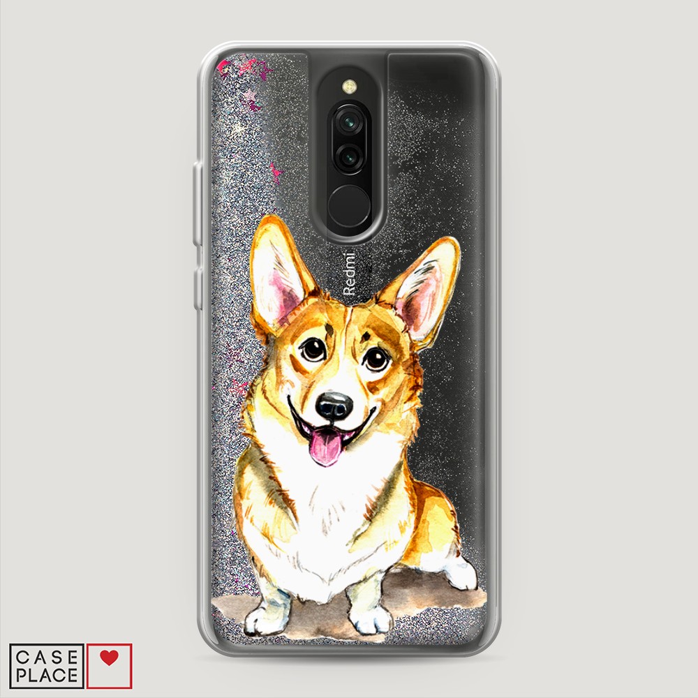 

Жидкий чехол с блестками "Малыш корги" на Xiaomi Redmi 8, 37191-1