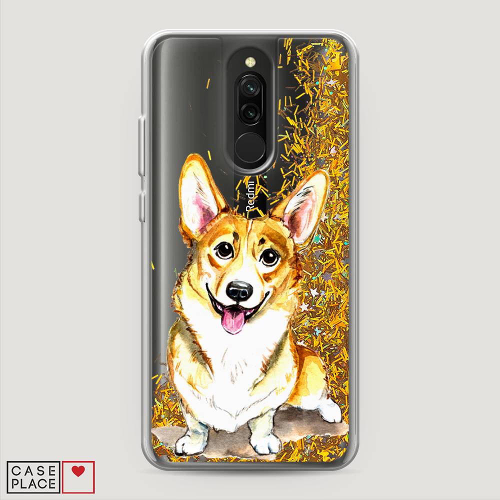 

Жидкий чехол с блестками "Малыш корги" на Xiaomi Redmi 8, 37190-1