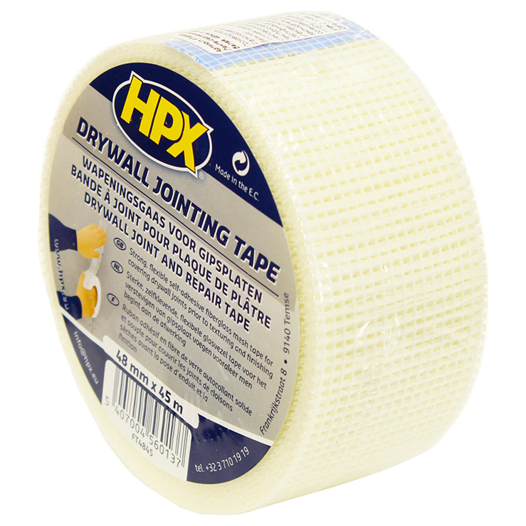 фото Hpx ft4845 лента-серпянка армирующая для швов drywall jointing tape 48мм х45м белая 540700