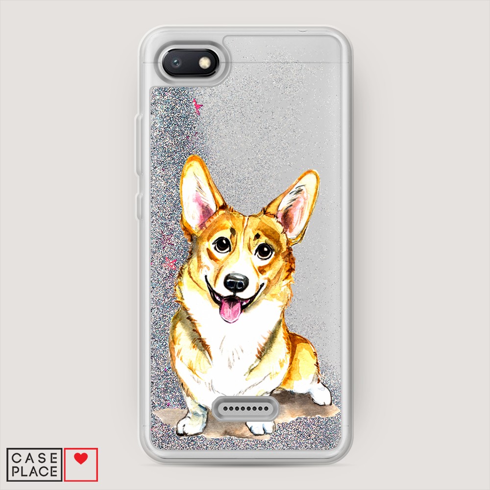 

Жидкий чехол с блестками "Малыш корги" на Xiaomi Redmi 6A, 34191-1