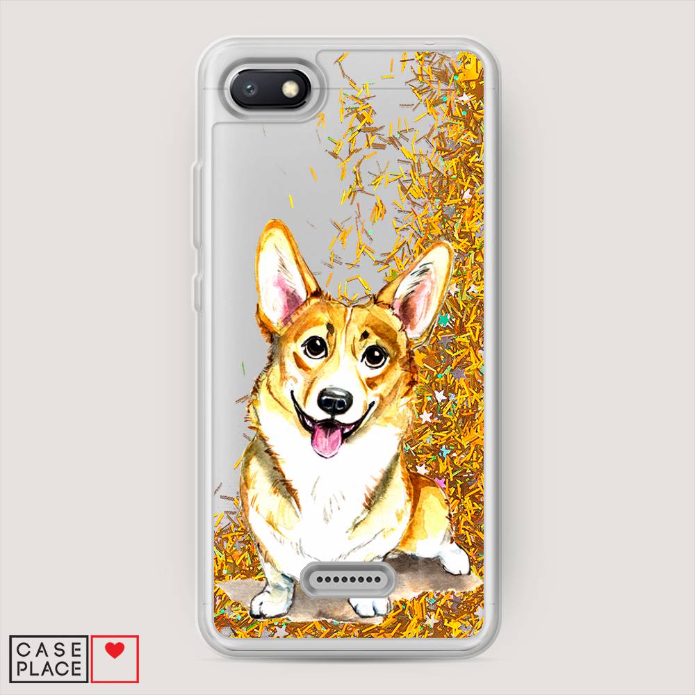 

Жидкий чехол с блестками "Малыш корги" на Xiaomi Redmi 6A, 34190-1