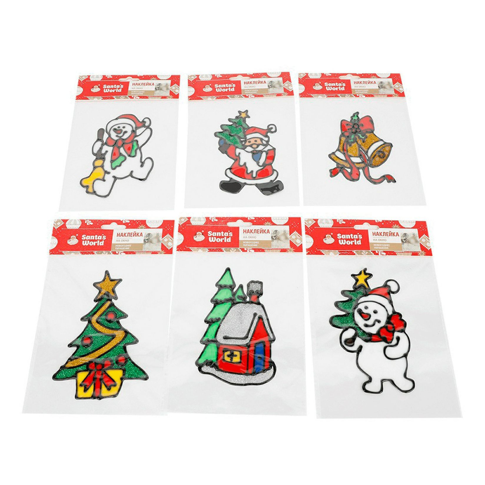 

Наклейка новогодняя Santa's World 15 х 23 см в ассортименте (дизайн по наличию), Разноцветный