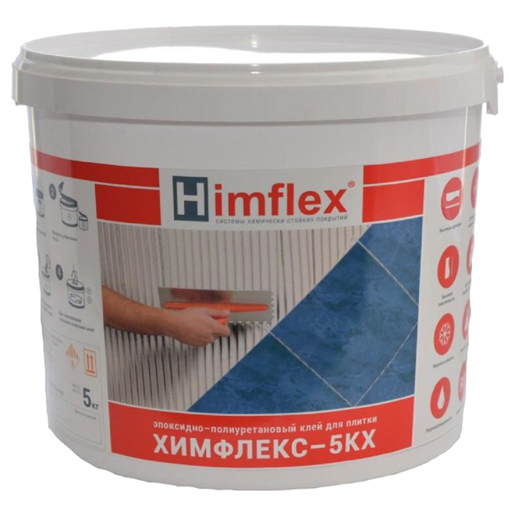 Клей Himflex 5КХ эластичный эпоксидно-полиуретановый для плитки и камня белый ведро 5 кг 4