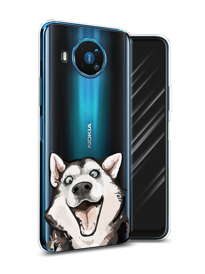 

Чехол Awog на Nokia 8.3 / Нокиа 8.3 "Радостный хаски", Белый;голубой;черный, 123550-1