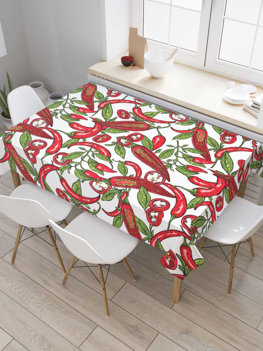 

Скатерть прямоугольная JoyArty "Острый перчик" из оксфорда, 180x145 см, Красный, Острый перчик