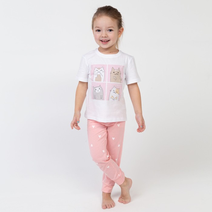 

Пижама (футболка, брюки) KAFTAN "Cats" рост 98-104 (30), Белый;розовый, Cats