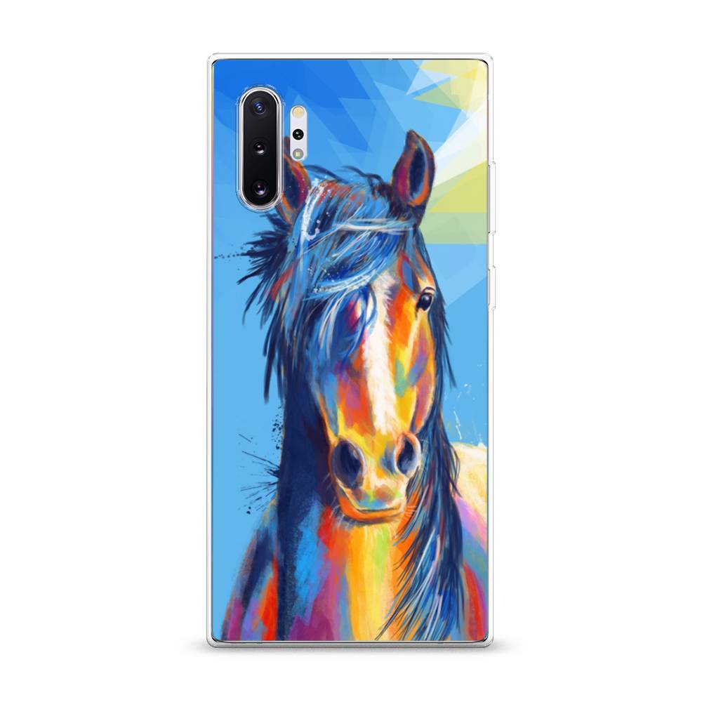 

Чехол на Samsung Galaxy Note 10 Plus "Лошадь арт 3", Голубой;желтый;синий, 28550-1