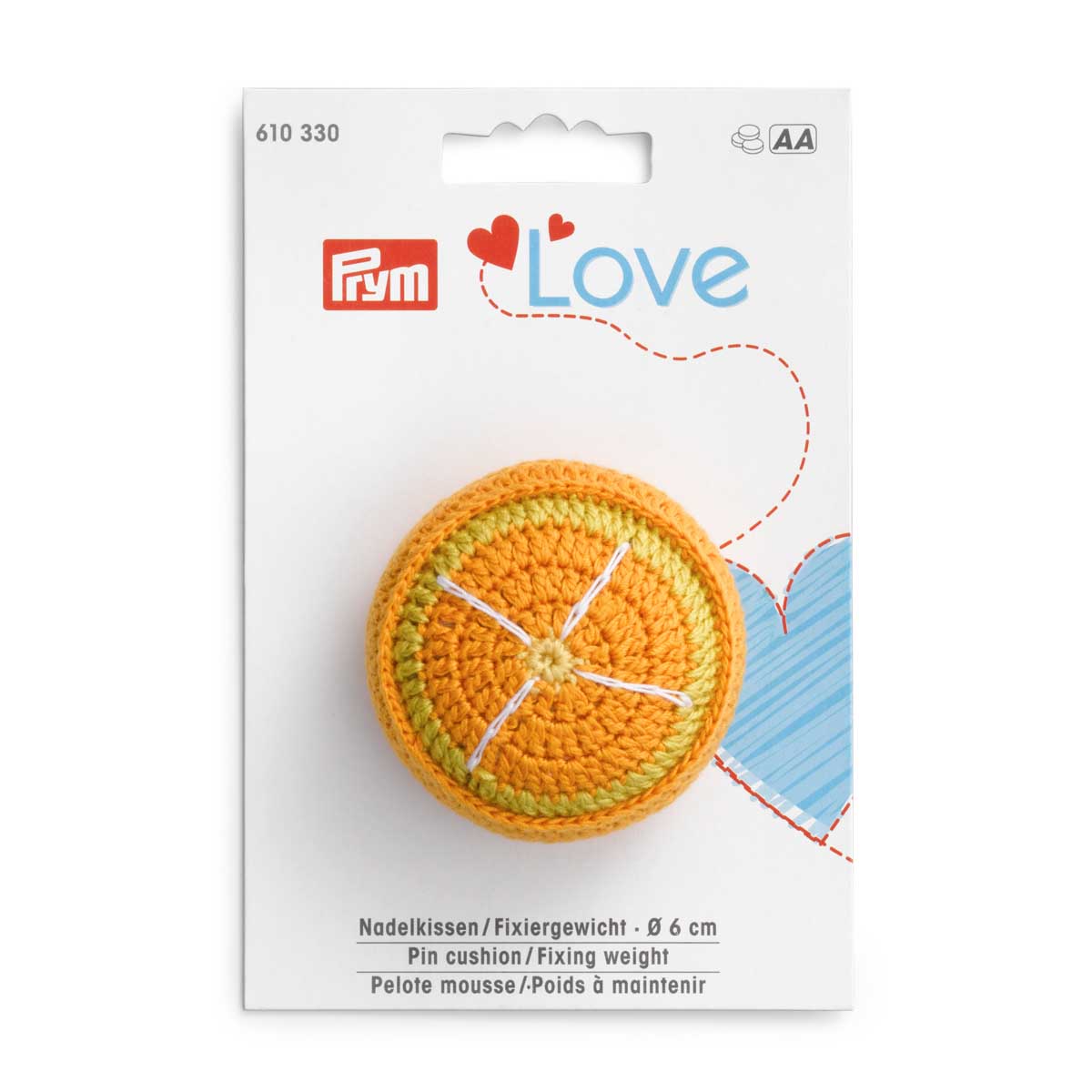 

610330 Игольница апельсин Prym Love с фиксирующей гирей, Prym