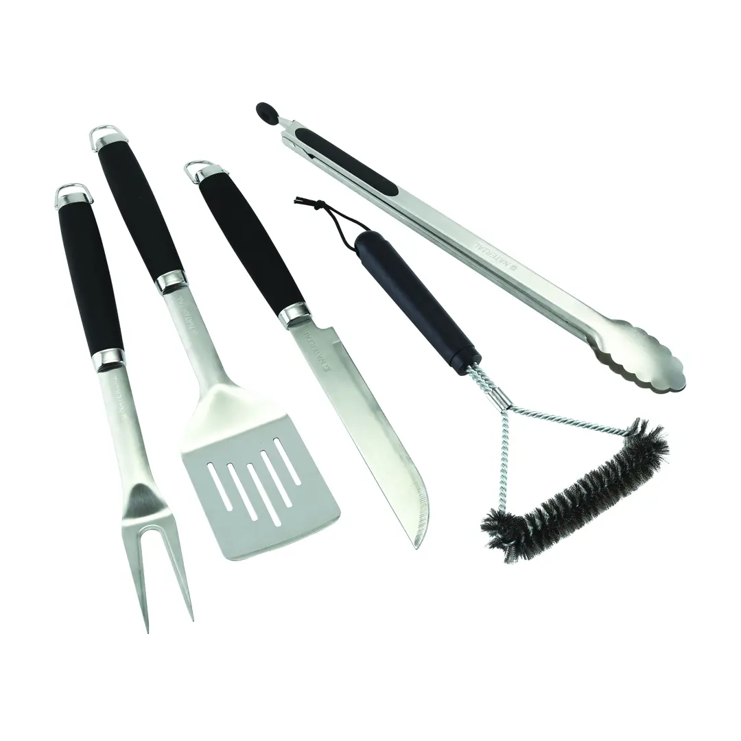 Набор для барбекю Naterial Beta нержавеющая сталь: щипцы, вилка, нож, лопатка, щетка для