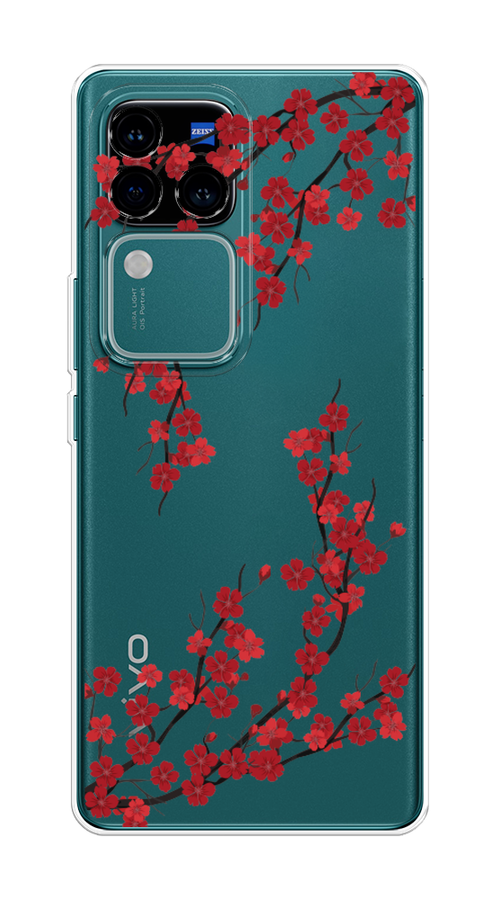 

Чехол на Vivo V30 Pro/S18 Pro "Красная сакура", Красный;черный, 2610050-1