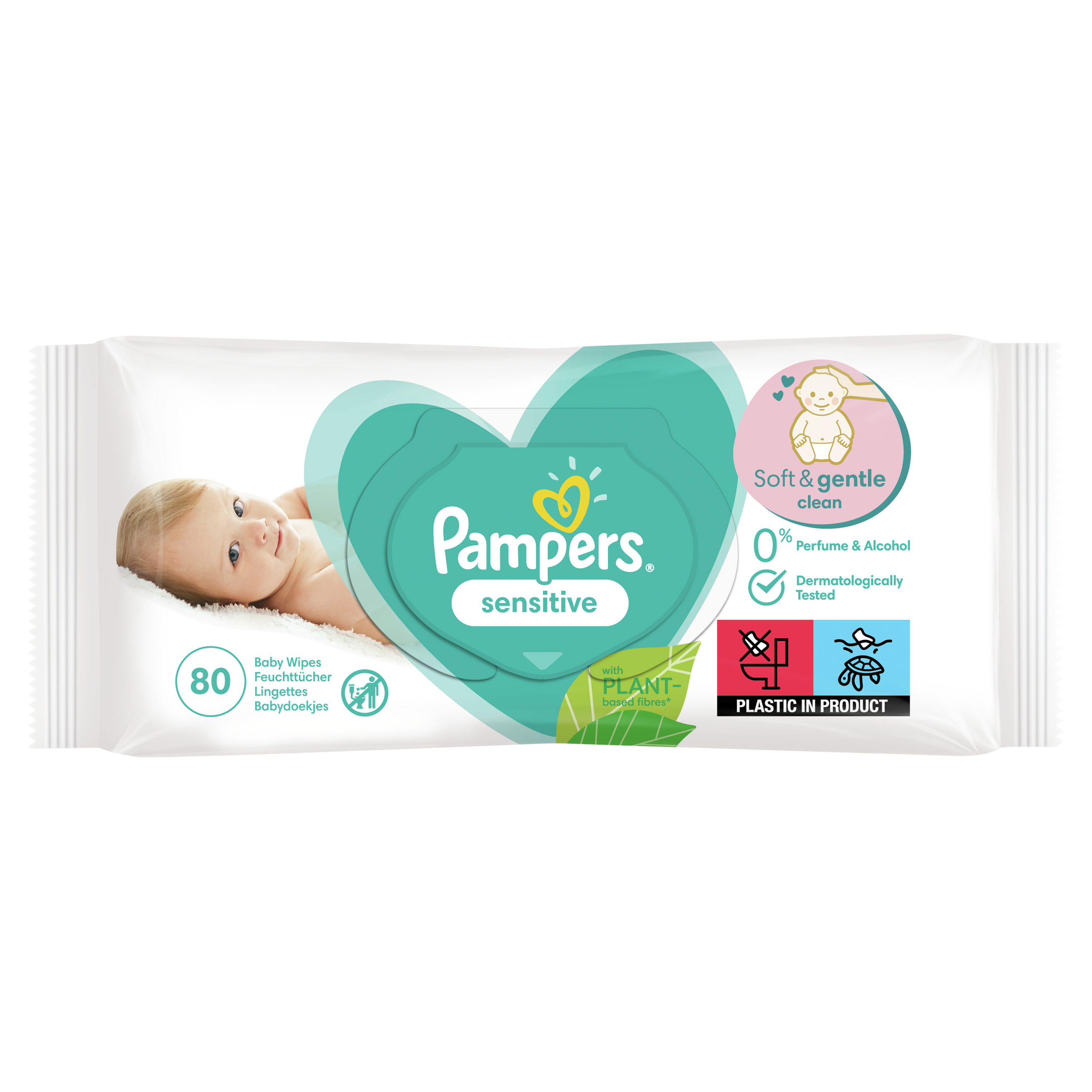 фото Детские влажные салфетки pampers sensitive 80 шт.