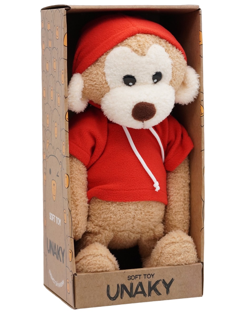 Мягкая игрушка Unaky Soft Toy Мартышка Лорейн 26-38 см 0969326-16L бежевый; красный