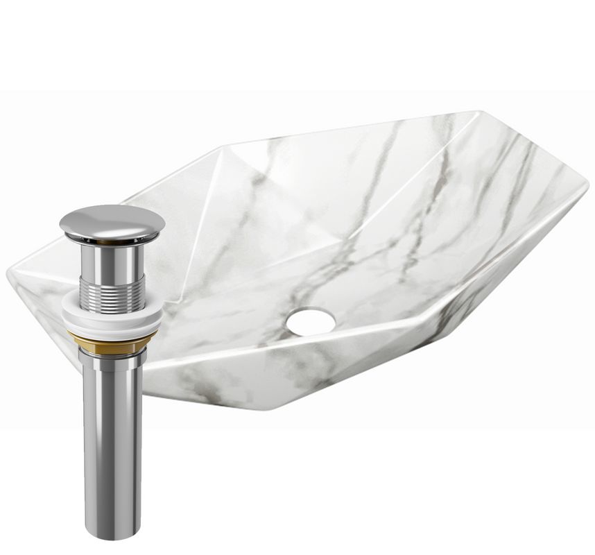 фото Раковина накладная на столешницу bau crystal 64х40, мрамор, выпуск клик-клак bauedge