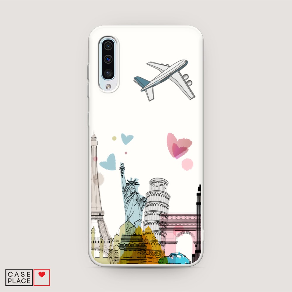 

Матовый силиконовый чехол "Самолет путешествий" на Samsung Galaxy A50