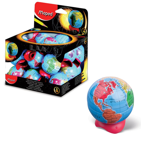 

Точилка MAPED (Франция) Globe, металлический контейнер, в форме глобуса, 051111 - 16 шт
