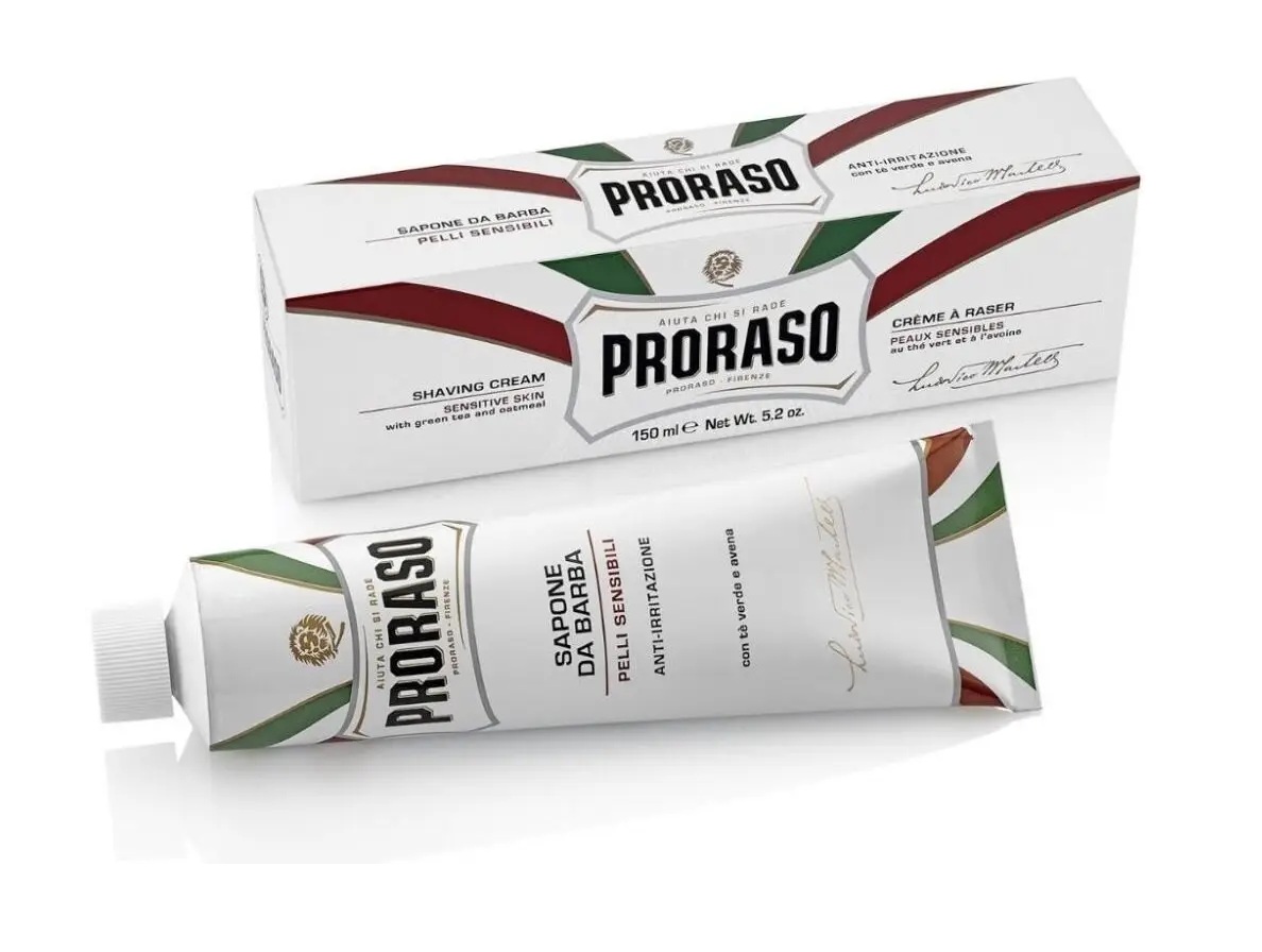 Мыло для бритья Proraso для чувствительной кожи в тубе, овес и зеленый чай, 150 мл