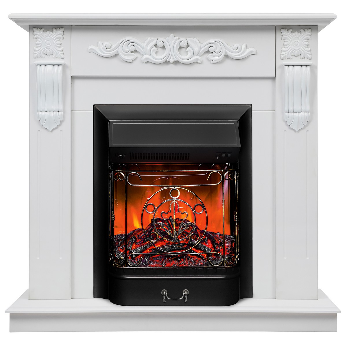 

Электрокамин RealFlame Dominica WT с очагом Majestic Lux Black, Dominica белый