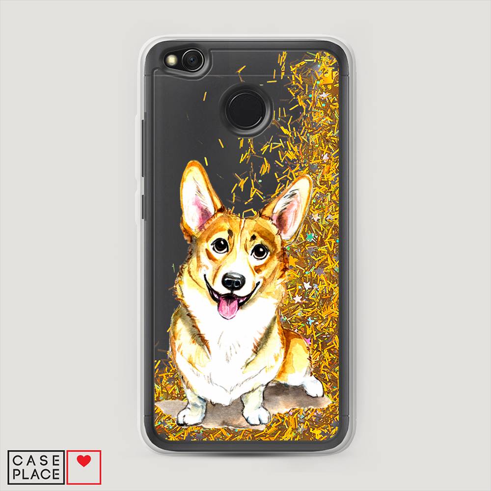 

Жидкий чехол с блестками "Малыш корги" на Xiaomi Redmi 4X, 31490-1