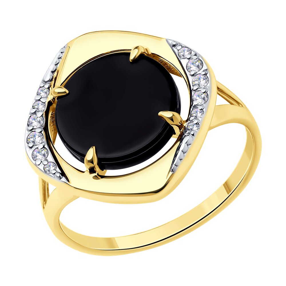 

Кольцо из золота р. 18,5 Diamant 53-310-01775-1, фианит\агат, 53-310-01775-1