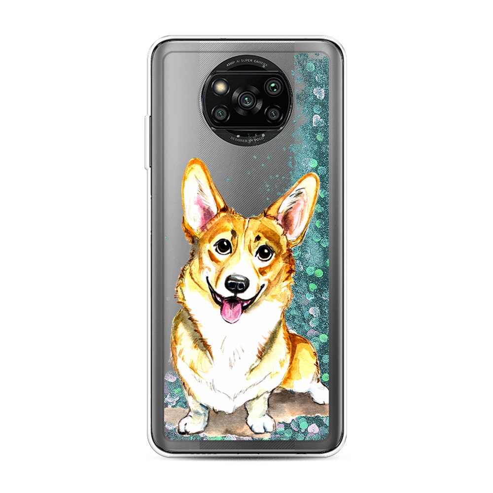 

Жидкий чехол с блестками "Малыш корги" на Xiaomi Poco X3 Pro, 310695-1