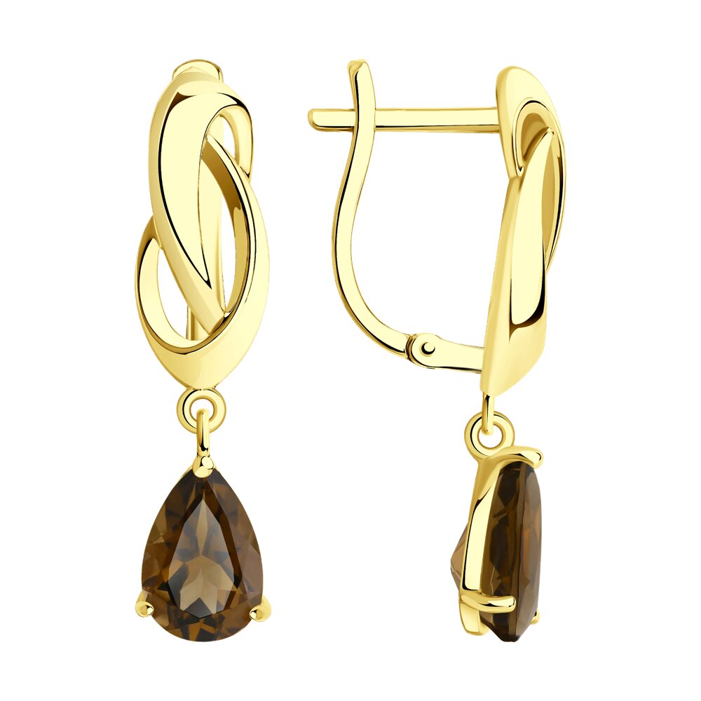 

Серьги из желтого золота Diamant 53-321-00866-3, раухтопаз, 53-321-00866-3