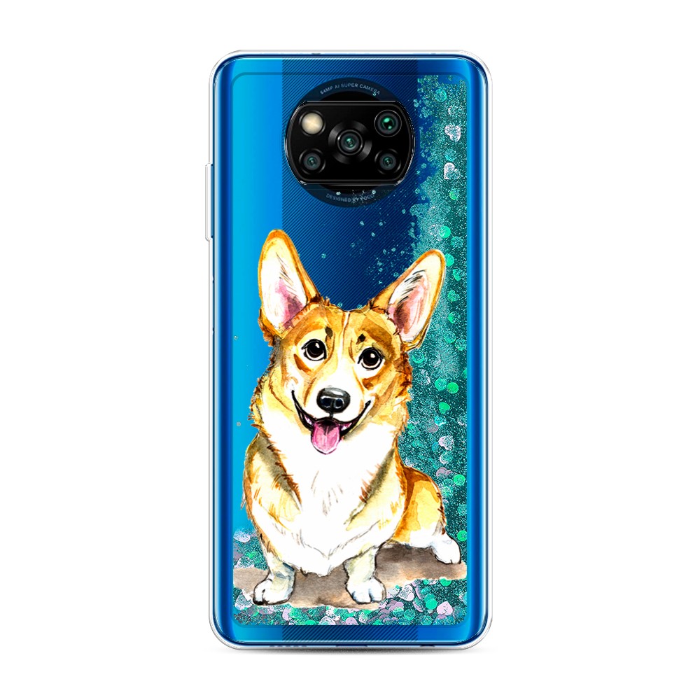 

Жидкий чехол с блестками "Малыш корги" на Xiaomi Poco X3 NFC, 39295-1