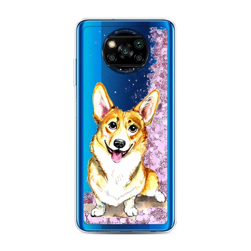 

Жидкий чехол с блестками "Малыш корги" на Xiaomi Poco X3 NFC, 39294-1
