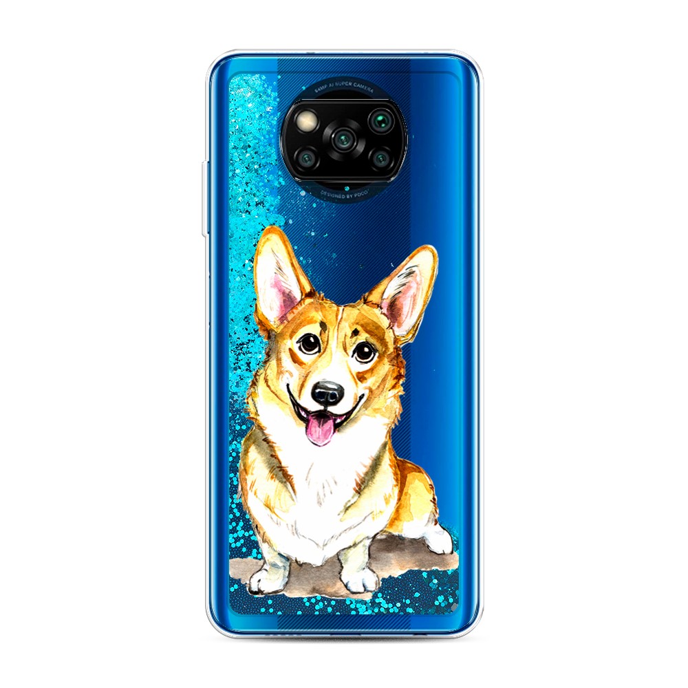 

Жидкий чехол с блестками "Малыш корги" на Xiaomi Poco X3 NFC, 39293-1
