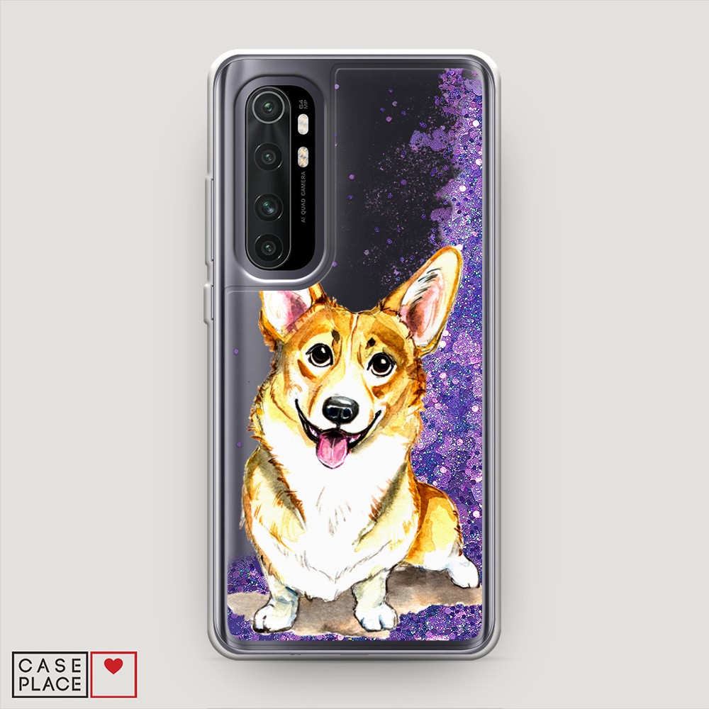

Жидкий чехол с блестками "Малыш корги" на Xiaomi Mi Note 10 lite, 38492-1