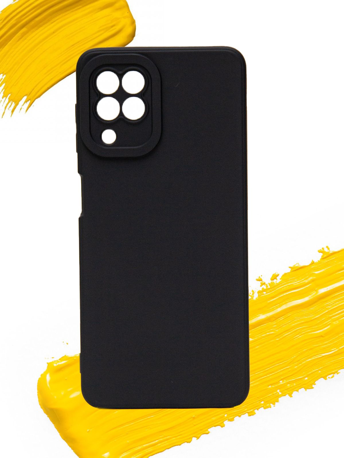 

Чехол для Samsung Galaxy A12 с защитой камеры, насыщенный черный, Silicone case