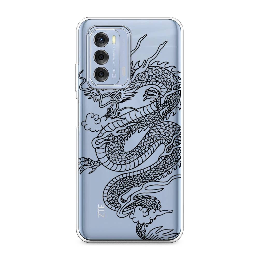 

Чехол на ZTE Blade V40 "Большой китайский дракон", Черный;серый, 136150-1