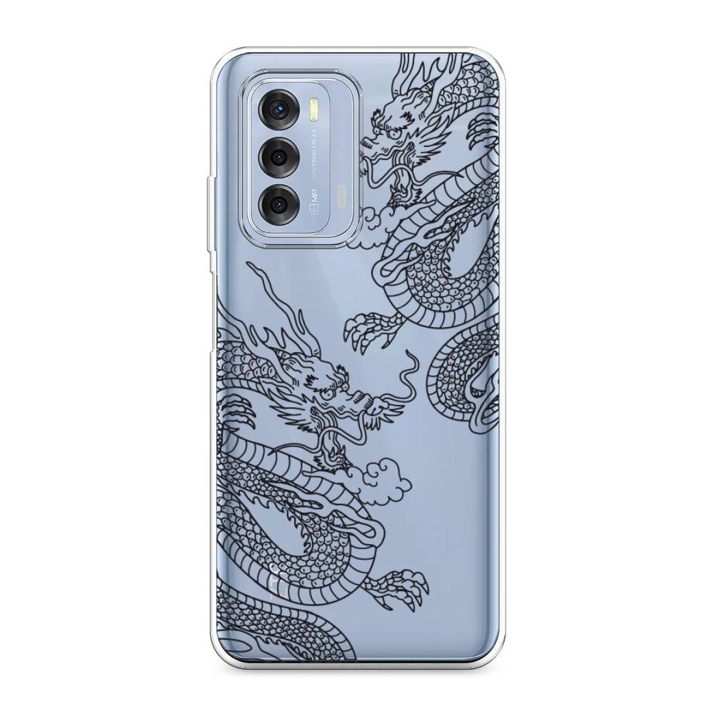 

Чехол на ZTE Blade V40 "Два китайских дракона", Серый;черный, 136150-1
