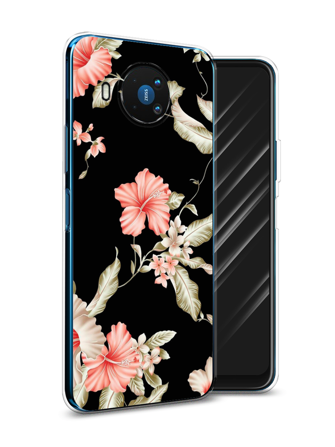 

Чехол Awog на Nokia 8.3 / Нокиа 8.3 "Цветы на черном", Черный;розовый, 123550-8