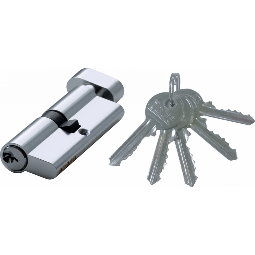 Цилиндр замка DORF ключ/барашек, английский, 5 ключей, никель, 35х45 мм 00-00005106